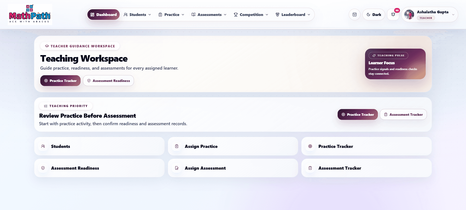 MathPath — Teacher — Teaching Workspace